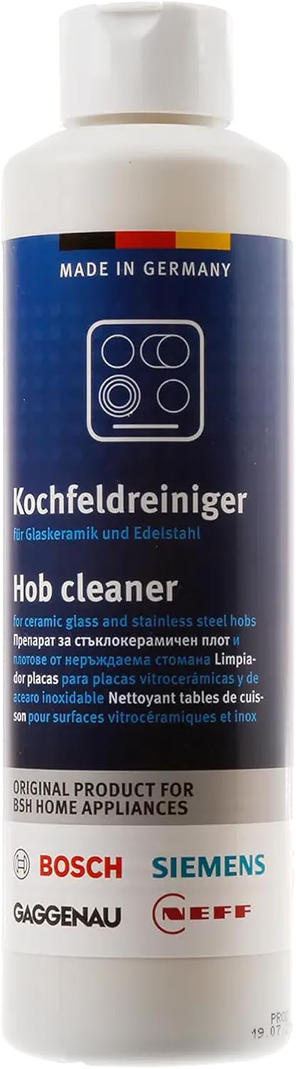 Hob Cleaner for Ceramic Glass Stainless Steel Hobs 250ml compatible with Bosch Siemens Neff Gaggenau