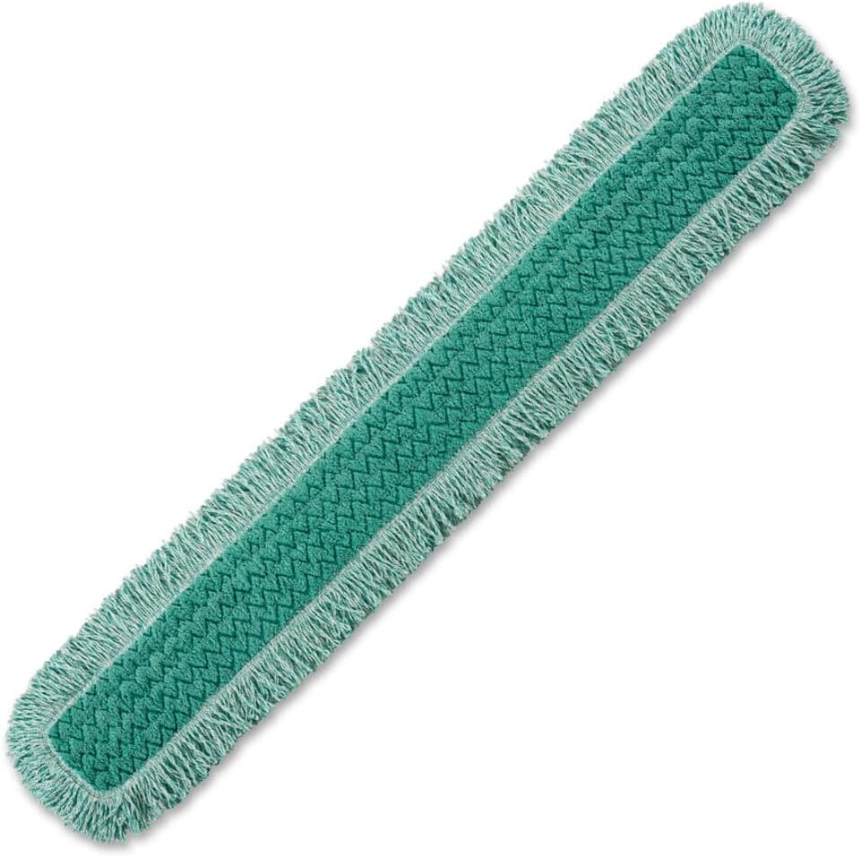 Rubbermaid Commercial Products HYGEN 24" Microfiber Dust Pad with Fringe Green for Janitorial/Professional Cleaners and Heavy-Duty Industrial Cleaning/Dusting/Sweeping