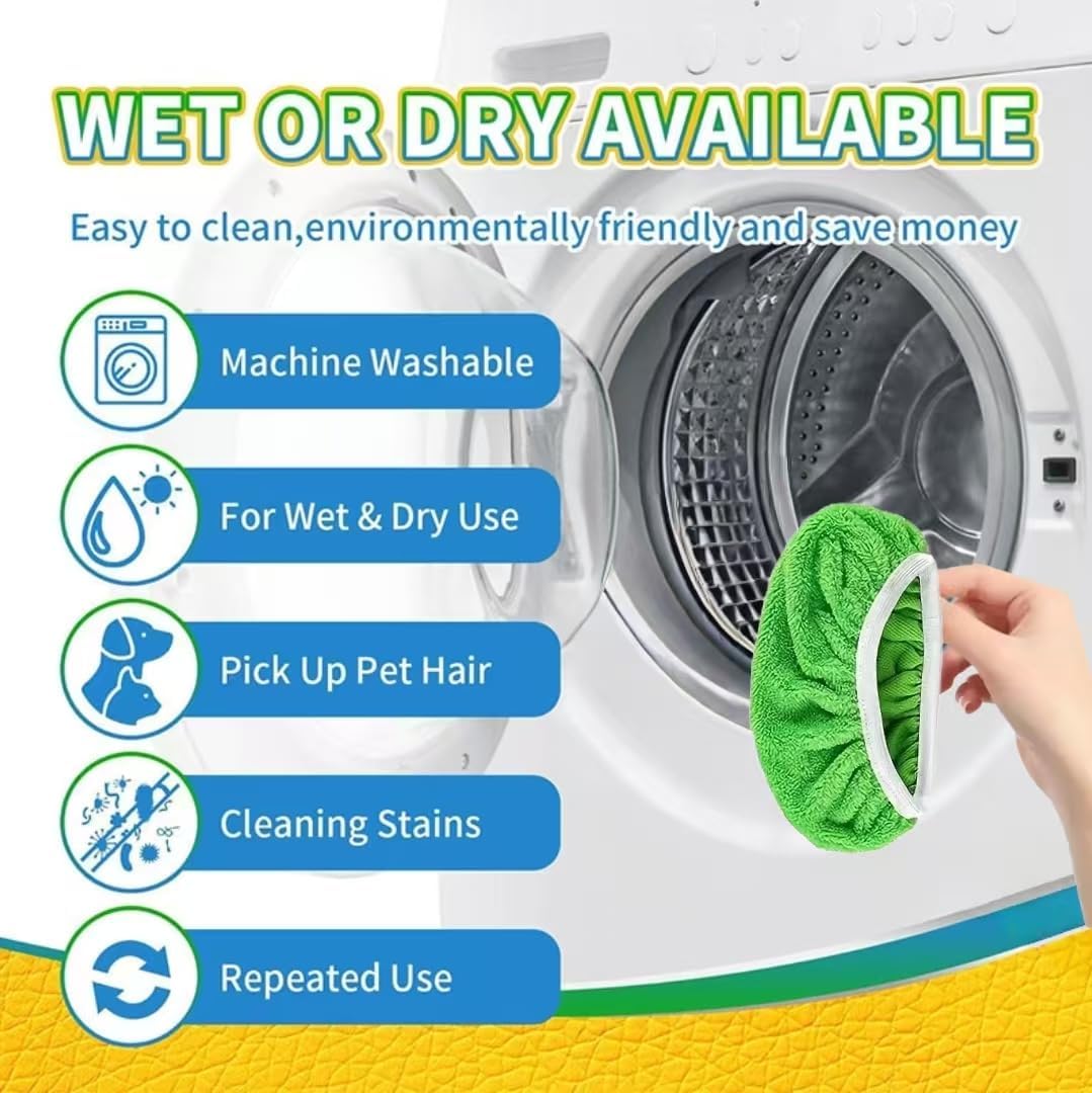 8 Pack Chenille Mop Refill Pads, Reusable Microfiber Mop Pads for 10''–12'' Flat Mops, Washable Dry& Wet Pads Refill for Hardwood, Tile, Compatible with Swiffer Sweeper