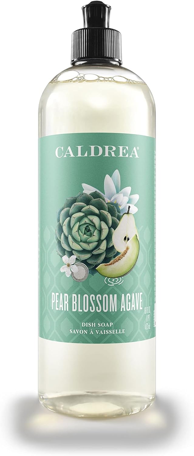 Caldrea Dish Soap, Biodegradable Dishwashing Liquid made with Soap Bark and Aloe Vera, Ginger Pomelo Scent, 16 oz