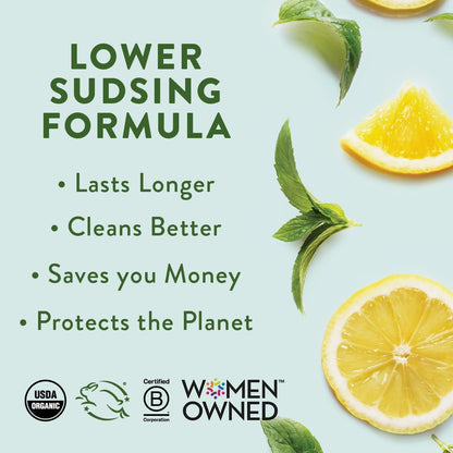 Rebel Green Super Deluxe Dish Soap - Natural Kitchen Dish Detergent - Gentle Dish Liquid Scented with Peppermint & Lemon - (1 Gallon Refill Bottle)