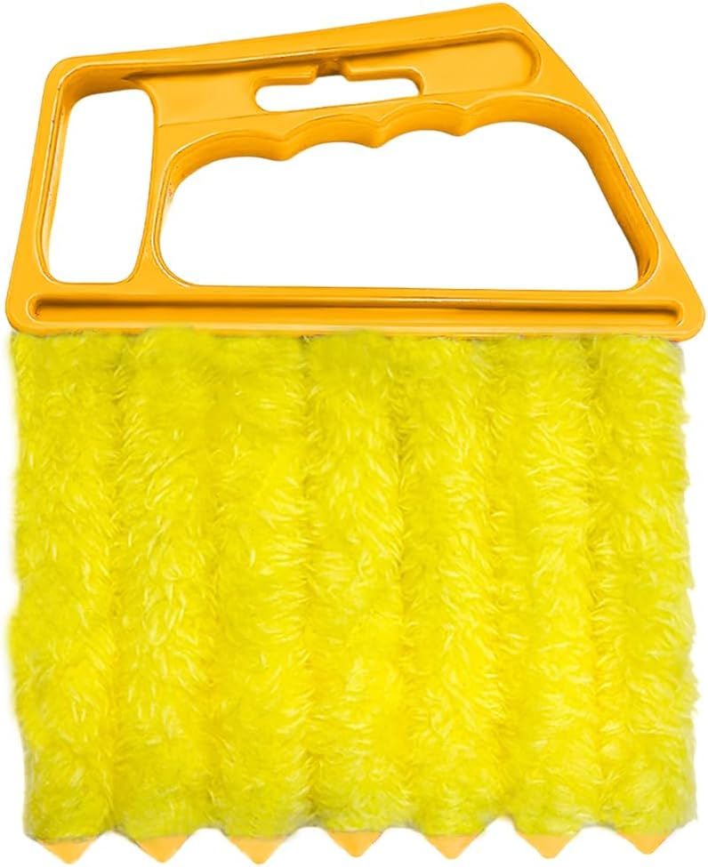 DXNQ 2 PCS Blind Cleaner Duster Tool, Window Venetian Hand-held 7 Finger Dusting Cleaner Brush, Blinds Cleaning Brush Tool for Window Shutters Air Conditioner, Car Accessories (Orange+Yellow)