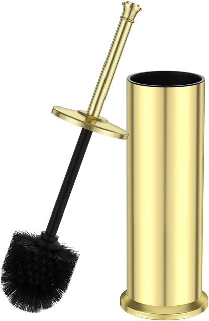 Stain Nickel Toilet Brush and Holder，Extra Long Handled Toilet Brush for Bathroom，Stainless Steel Heavy Duty Toilet Bowl Brush,Removable Inner Bowl,Deep Cleaning Dense Bristles Brush -Space Saving