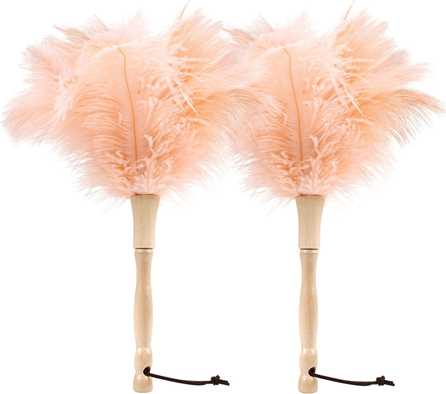 Ostrich Feather Duster 12 Inch Handheld Duster Supplies, Wooden Handle Feather Duster for Cleaning Keyboard Home Car Office (Champagne)