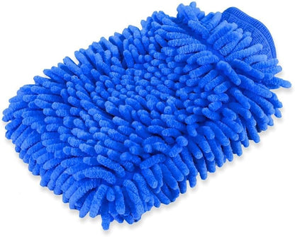 House Cleaning and Car Washing Gloves, Home Dusting Microfiber Mitts, Wash Clean Polish Faster (2-Pack, Pink/Blue)
