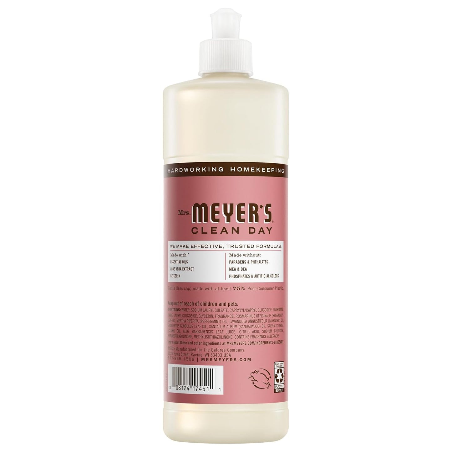 MRS. MEYER'S CLEAN DAY Liquid Dish Soap, Rosemary Scent, 16 Ounce Bottle, Pack of 3