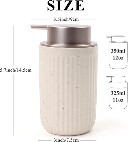 BosilunLife Dish Hand Soap Dispenser - Liquid Pump Soap Dispenser for Bathroom Decro 12oz Ceramic Kitchen Dish Dispenser with Rust-Proof Liquid Pump Modern Refillable Lotion Bottles