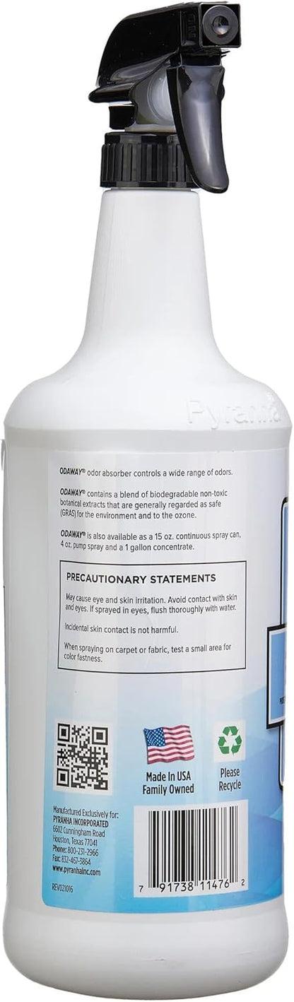 Pyranha Odaway Ready-to-Use Odor Eliminator Spray – Broad Spectrum Scent Neutralizer for Home, Kennel, Car, Bathroom & Gear, Quart