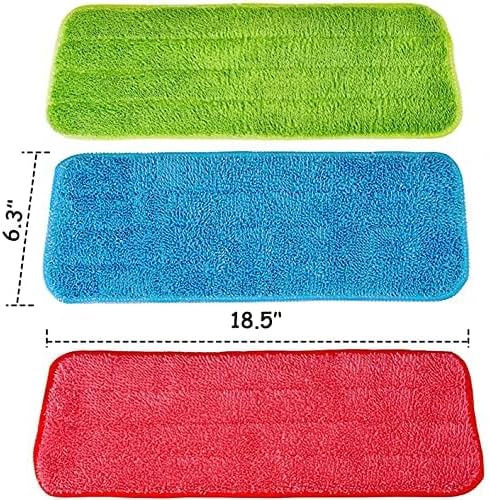 Microfiber Mop Pads, 18.5 x 6.3 Inch Reusable and Washable Spray Mop Pads, Wet and Dry Household Mop Pad Replacement, Set of 12(Blue)