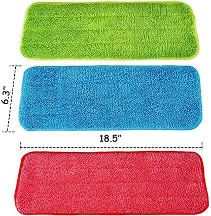 Microfiber Mop Pads, 18.5 x 6.3 Inch Reusable and Washable Spray Mop Pads, Wet and Dry Household Mop Pad Replacement, Set of 12(Blue)