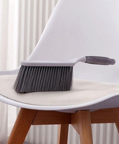 Hand Broom, 14 inch Large Counter Duster, Slightly Stiff Plastic Bristle Brush with Long Handle, Sweep for Furniture, Floor, Bench, Carpet, Woodworking, Patio, Home, Shop(Gray, 14 inch)