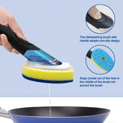 CELOX Dish Wand with Soap Dispenser, Dish Scrubber for Pans, Pots, Kitchen Sink Cleaning