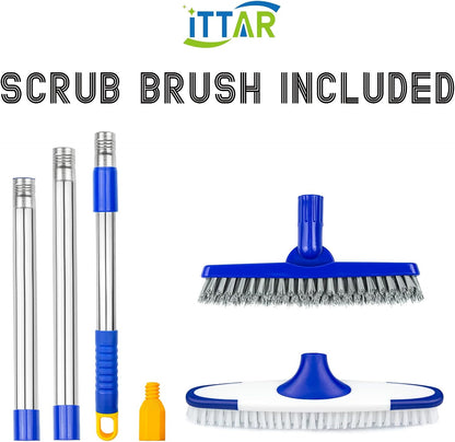 ITTAR Grout Brush with Long Adjustable Handle, Swivel Scrub Brush, V-Shape Grout Line Scrubber with Stiff Bristle for Deep Cleaning Tile Grout, Shower, Kitchen, Hard-to-Reach Corners