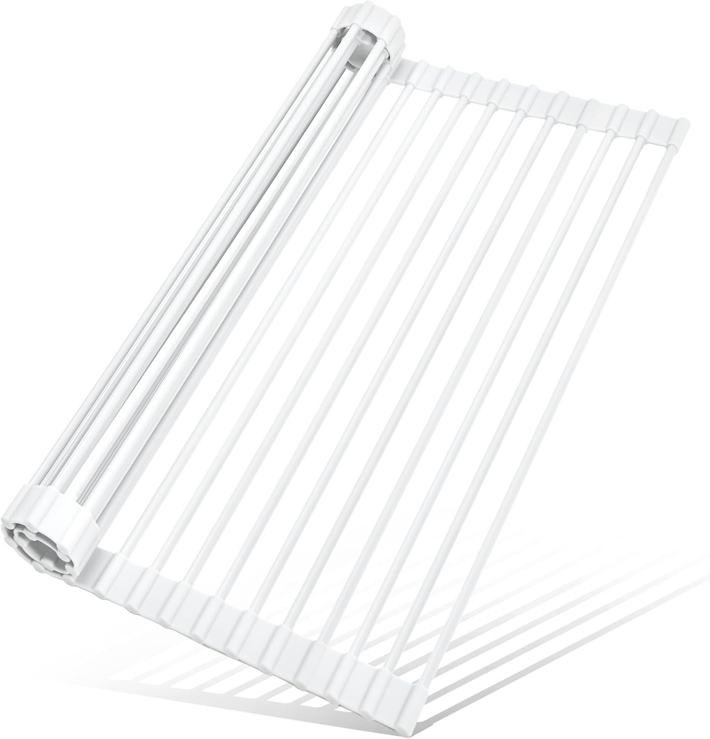 MERRYBOX Triangle Roll Up Dish Drying Rack Over The Sink, 2025 Anti-Rust Sink Drying Rack with Full Silicone Wrapped for Top of Corner, Anti-Slip Organizer for Kitchen