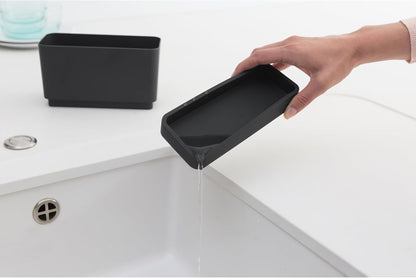 Brabantia Sink Organiser (Dark Gray) Non-Slip, Non-Scratch Kitchen Countertop Storage Caddy for Dish Brush, Soap, Cloths