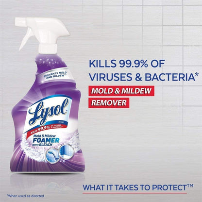 Lysol Mold and Mildew Remover, 2 Pack Bathroom Cleaner Spray, Whitens and Removes Soap Scum and Stains on Tiles, Grout, Bathtubs, Toilets, Sinks, 32 oz. Each