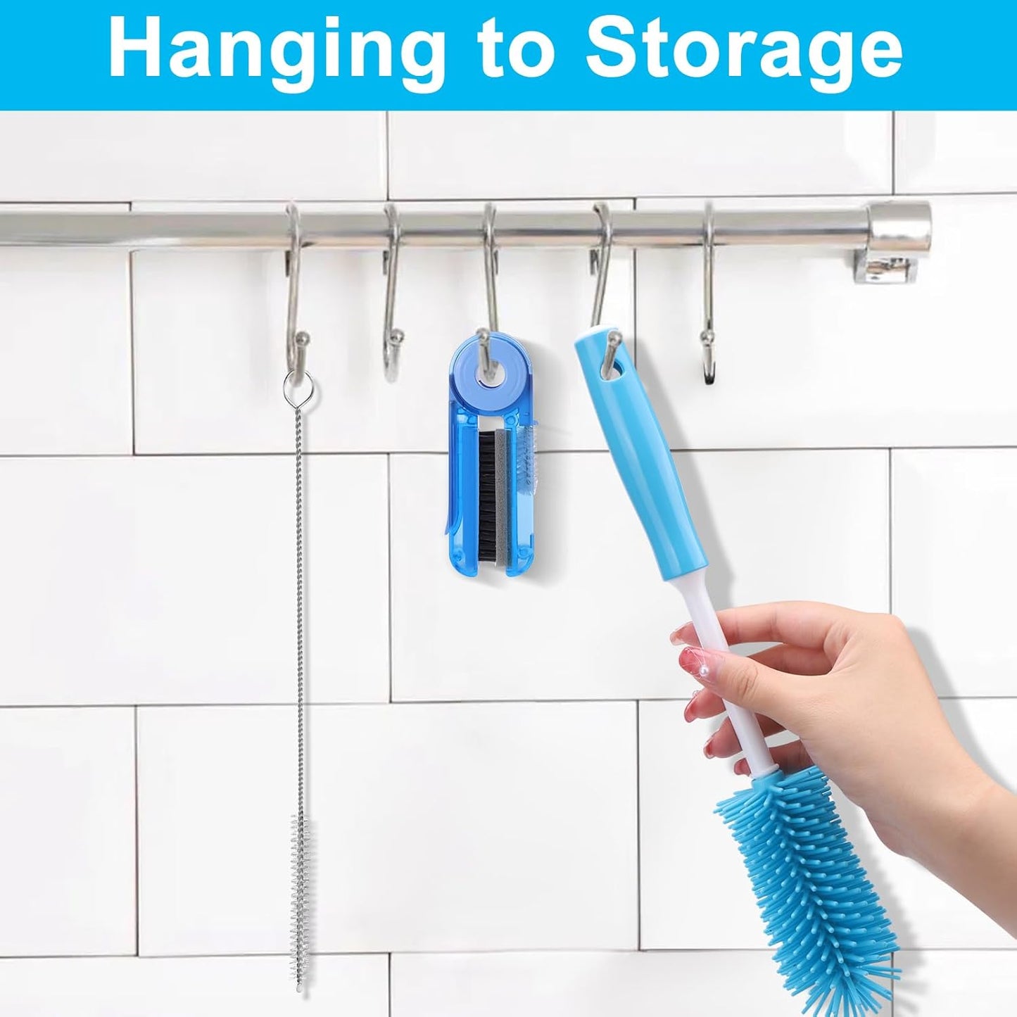 XANGNIER 5 in 1 Bottle Cleaning Brush Set,Multifunctional Water Bottle Brush and Straw Cleaner Brush,Cleaning Tool Kit for Owala/Stanley/Yeti/Simple Modern Tumbler Cup Accessories,Kitchen Gadgets
