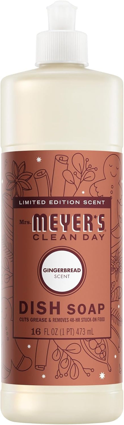 MRS. MEYER'S CLEAN DAY Liquid Dish Soap, Limited Edition Gingerbread Scent, 16 Ounce Bottle