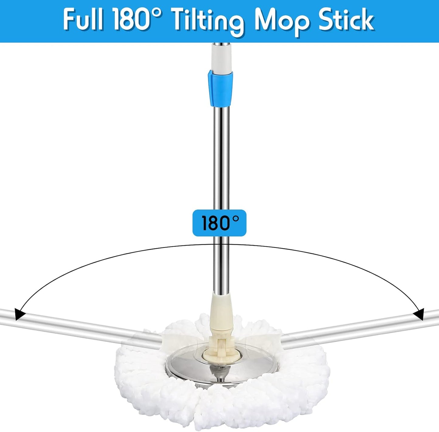 Spin Mop Replacement Handle 360 Degree Spin Mop Pole Handle Replacement Rotating Telescopic Stick for Head Replace Spinning Household Cleaning Accessories for Home(Cute Blue)