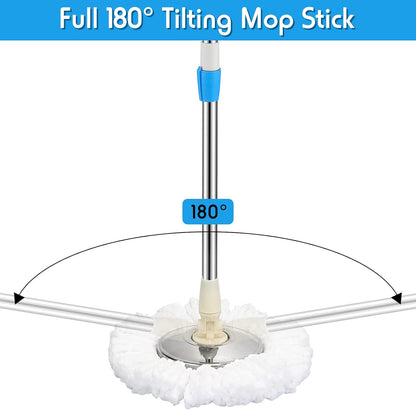 Spin Mop Replacement Handle 360 Degree Spin Mop Pole Handle Replacement Rotating Telescopic Stick for Head Replace Spinning Household Cleaning Accessories for Home(Cute Blue)