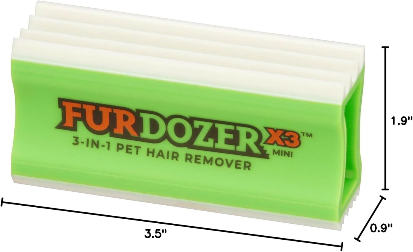 FurDozer Pet Hair Remover & Auto Detailing Tools - Cat & Dog Hair Remover for Carpets, Car Interiors, Couches, Bedding, & Pet Furniture (Gray, X3 PRO - 5" Long)