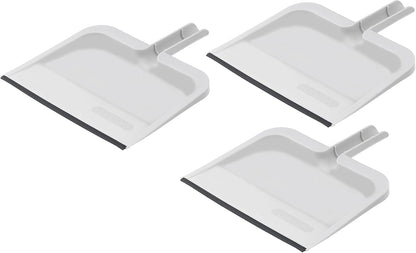 Superio Clip-On Dustpan with Rubber Lip - 10-inch Wide Durable Plastic Dust Pan with Comfort Grip Handle, White, 1-Pack