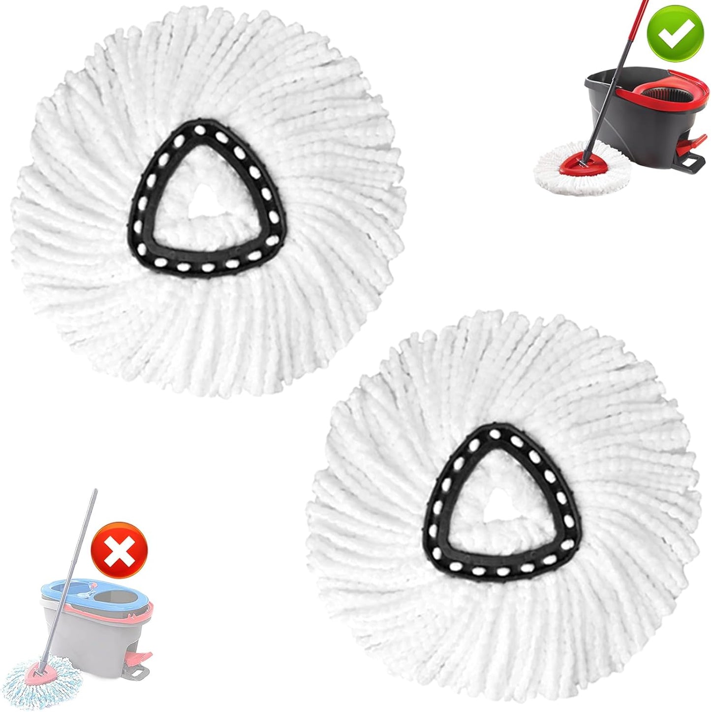 20Pack Spin Mop Replacement Heads,Spinning Mop Replace Head for Floor Cleaning, 100% Microfiber Mop Head Replacement Compatible with Triangle Spin Mop Refill for Easy Wring Mop,White