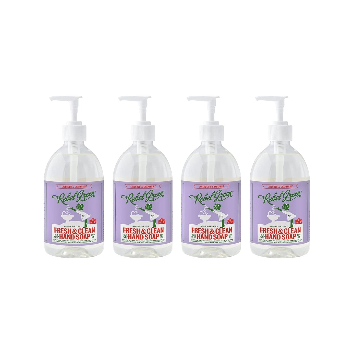Rebel Green Fresh & Clean Hand Soap Refill - Natural Liquid Hand Soap Refill for Bathroom & Kitchen - Lavender & Grapefruit Scent, 32 Fl Oz