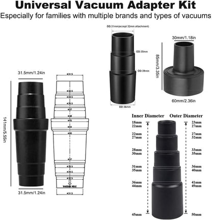 14 Pcs Household Cleaning Vacuum Cleaner Attachments Kit for Shop Vac Accessories with 1 1/4" Vacuum Brush Flexible Crevice Tool, Vacuum Cleaner Straw Tubes and Vacuum Hose Adapter Kit