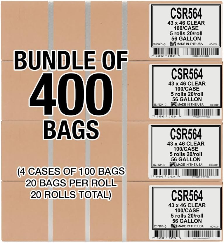 Aluf Plastics 33 Gallon Clear Trash Bags - 33" x 39" - 1.5 MIL (eq) - CSR Series - Heavy Duty Industrial Liners Clear Garbage Bags for Recycling, Contractors, Storage, Outdoor, 1 Count (Pack of 100)