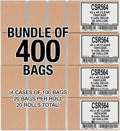 Aluf Plastics 33 Gallon Clear Trash Bags - 33" x 39" - 1.5 MIL (eq) - CSR Series - Heavy Duty Industrial Liners Clear Garbage Bags for Recycling, Contractors, Storage, Outdoor, 1 Count (Pack of 100)