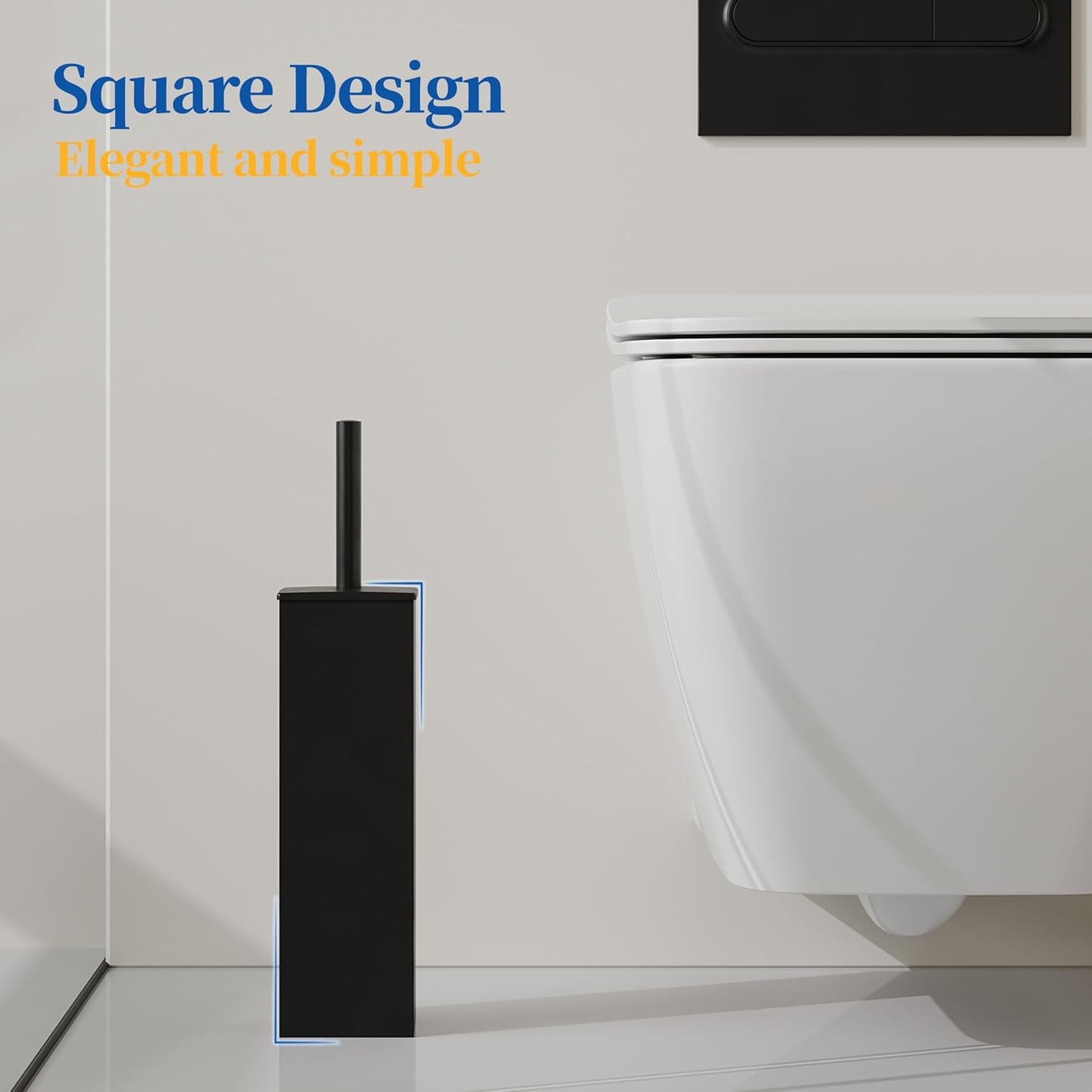 RUACQ Toilet Brush and Holder Set,Square Toilet Bowl Brush for Bathroom with 304 Stainless Steel Handle Toilet Cleaner Brush with Durable Scrubbing Bristles,Splash-Proof (White)