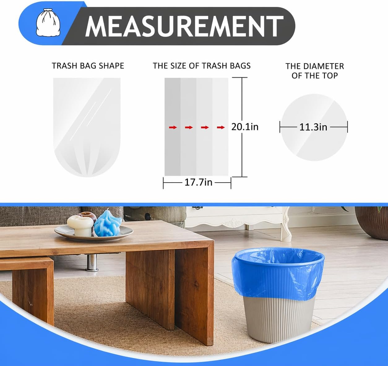 Teivio Small Trash Bags 4 Gallon 120 Counts Garbage Bags, Bathroom Trash Can Bin Liners, Small Plastic Bags for home office kitchen, fit 12-15 Liter, 3,3.5,4.5 Gal, Clear