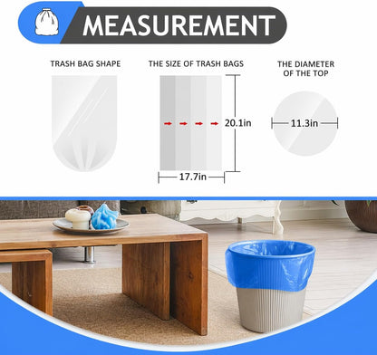 Teivio Small Trash Bags 4 Gallon 120 Counts Garbage Bags, Bathroom Trash Can Bin Liners, Small Plastic Bags for home office kitchen, fit 12-15 Liter, 3,3.5,4.5 Gal, Clear