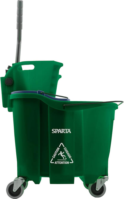 Carlisle FoodService Products Omnifit Mop Bucket with Side Press Wringer and Soiled Water Insert for Floor Cleaning, Kitchens, Restaurants, And Janitorial Use, Polypropylene (Pp), 35 Quarts, Yellow