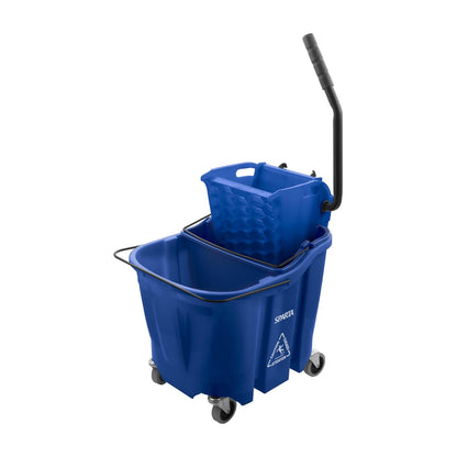Carlisle FoodService Products Omnifit Mop Bucket with Side Press Wringer and Soiled Water Insert for Floor Cleaning, Kitchens, Restaurants, And Janitorial Use, Polypropylene (Pp), 35 Quarts, Yellow