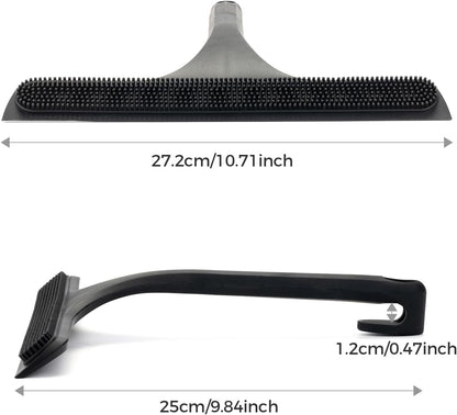 16.7“- 59.5" Long Handle Window Squeegee with Extension Pole, 12.4" Wide Metal Shower Squeegee for Glass Doors, 2-in-1 Squeegee for Home Window Cleaning, Tile Wall, Car (Silver)