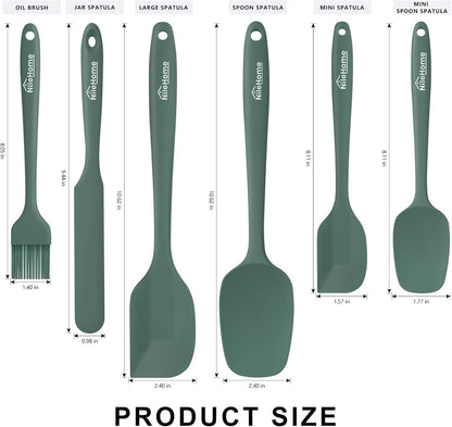 NileHome Silicone Spatula Set, 6 Pieces Food Grade Kitchen Utensils with Silicone Brush Heat Resistant Dishwasher Safe BPA-Free Rubber Spatula for Scraping, Baking, Cooking, Mixing-Forest Style