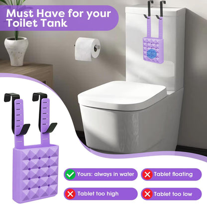 Adjustable Toilet Tank Cleaning Tablet Holder-Hanging Silicone Basket Carrier with Rustproof Hooks for Bowl Cleaner & Bleach Tablet Organizer, Accessory Fit Up to 7" Water Level