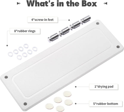 Kitchen Sink Caddy Water Absorbing Stone Tray For Sink, Diatomite Bathroom Countertop Tray Organizer, Faucet Stone Drying Mat Coaster Soap Dish Sponge Dispenser Holder (Grey)
