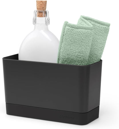Brabantia Sink Organiser (Dark Gray) Non-Slip, Non-Scratch Kitchen Countertop Storage Caddy for Dish Brush, Soap, Cloths