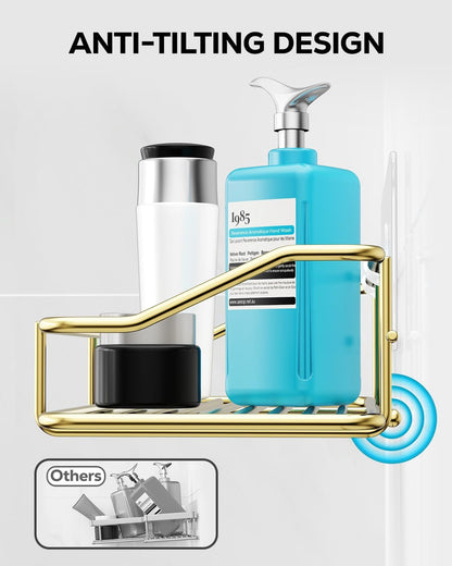 Nieifi Shower Caddy Shelf Storage Rack Adhesive Without Drilling Stainless Steel with Hooks for Washroom, Lavatory, Restroom, Toilet, Bathroom, Kitchen - 2 Pack