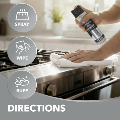 Weiman Stainless Steel Cleaner & Polish, 2 Pack Aerosol, Anti Fingerprint Spray Stainless Steel Cloth, Water Spots & Grease, No Streaks or Residue, Safe for Metal Polish, Chrome, Appliances & Sinks