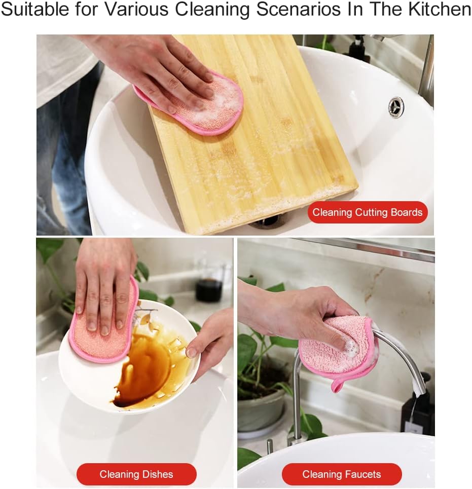 Sided Dishwashing Sponge Wipe Block Brush with Degreasing Function Household Kitchen Magic for Removing Oily Stains
