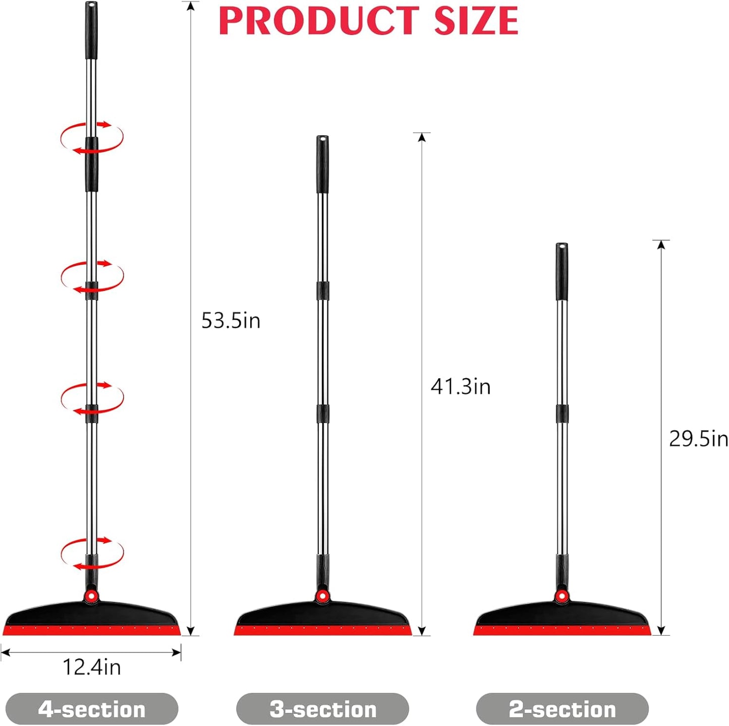 Multifunction Silicone Broom, 54 Inch Long Handle Silicone Floor Squeegee Broom, Sweep and Scrape 2 in 1 Household Cleaning Rubber Broom for Floor, Bathrooms, Kitchens, Showers, Tile, Pet Hair, Glass