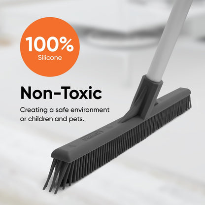 Superio 16"" Slim Silicone Salon Broom - Carpet Rake for Liquid, Human Hair, and Pet Hair, and Fur Space Saving and Easy to Wash, 12811274