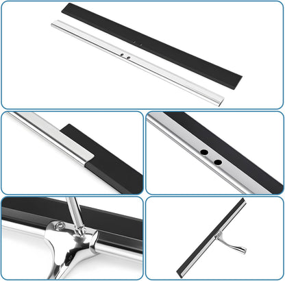 17'' - 60'' Metal Squeegee with Extension Pole for Window,Glass Door,Mirror, 12'' Wide Telescopic Shower Squeegee Cleaner with Long Handle (60'' Telescopic Pole Squeegee)