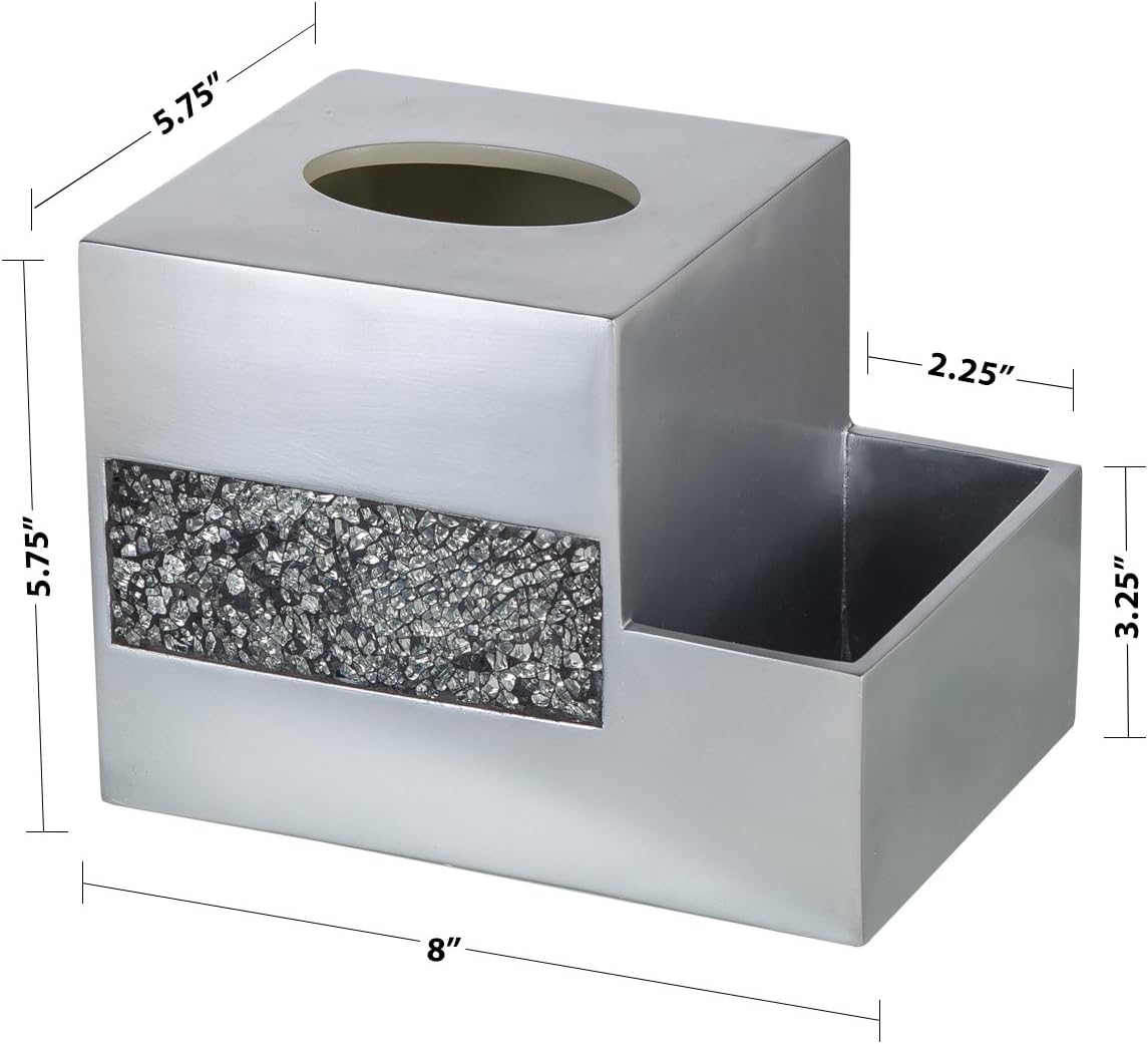 Creative Scents Crackled Glass Toilet Brush with Holder - Silver Toilet Bowl Cleaner Brush and Holder - Good Grip, Deep Cleaning, Decorative Design Compact Toilet Bowl Scrubber