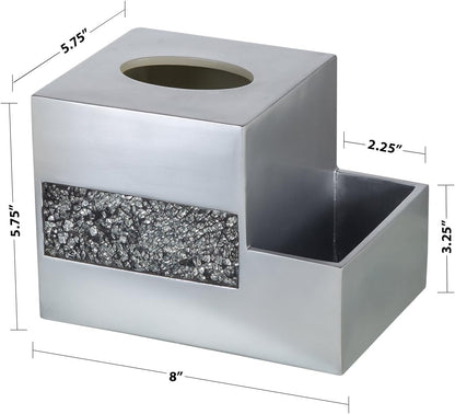 Creative Scents Crackled Glass Toilet Brush with Holder - Silver Toilet Bowl Cleaner Brush and Holder - Good Grip, Deep Cleaning, Decorative Design Compact Toilet Bowl Scrubber