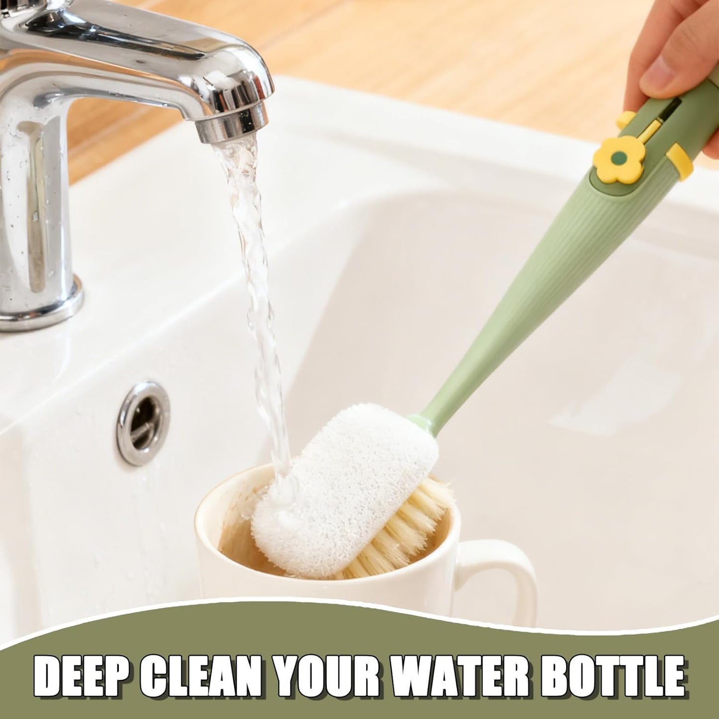 Water Bottle Cleaning Brush Set, Multifunctiona Brush and Straw Cleaner, 5 in 1 Long Handle Bottle Cleaning Brush